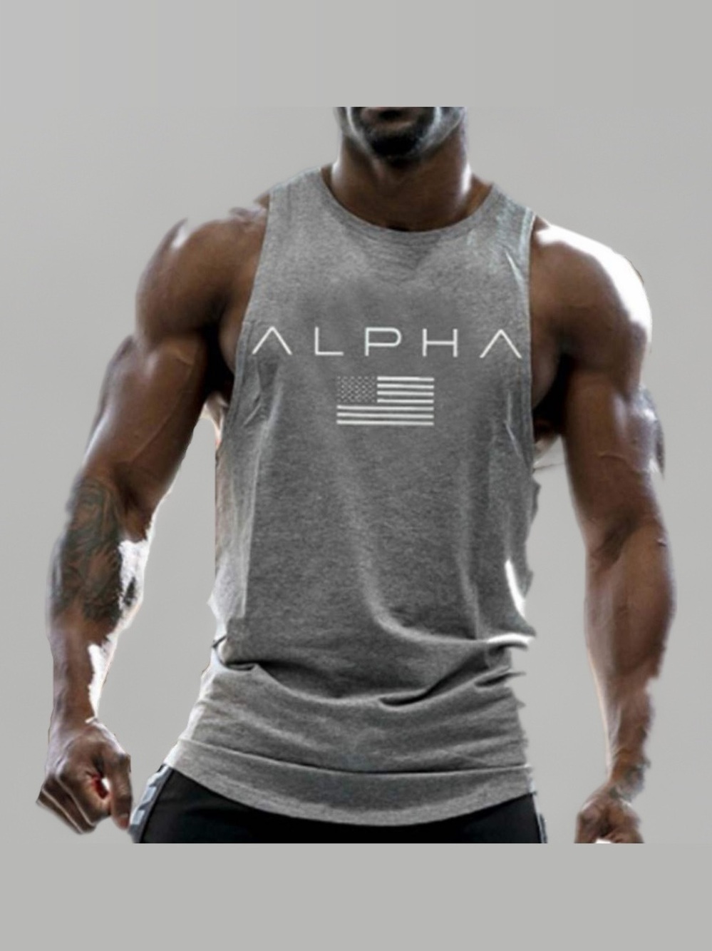 Alpha Graphic Muscle Tank - Gray